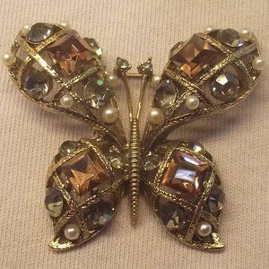 Crystal butterfly pin